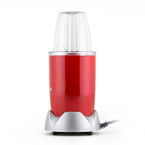 Klarstein • NutriRocket • Standmixer • Smoothie Maker • Minimixer • Küchenmixer • 700 Watt • bis zu 1 Liter Fassungsvermögen • drei Mixbecher • zwei Handgriffe • zwei Frischhaltedeckel • Edelstahlklingen • 1x Kreuzklinge • 1x Flachklinge • rot - 5
