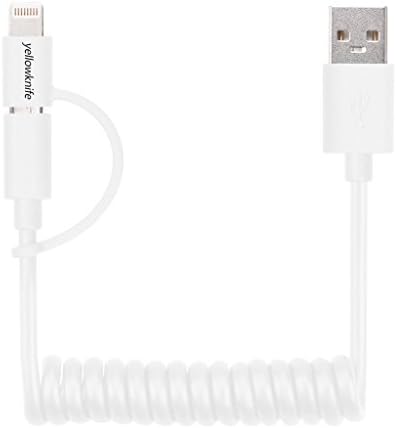 2 in 1 USB to Lightning and Micro USB, [Apple MFi certified] 5ft USB Sync and Charging Coiled Cord for iPhone / iPad, Samsung Android Device