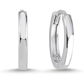 NEREZE 925 Sterling Silver Rhodium Stone Free 10 Mm Hoop Earrings