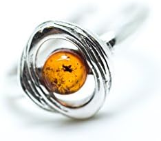 Minimal Baltic Amber Ring, Adjustable Handmade Amber & Sterling Silver Ring