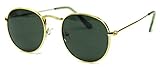 Retro Sonnenbrille Pilotenbrille gerundet für Damen und Herren Vintage Lennon Style RM45 (Gold / Grün getönt)