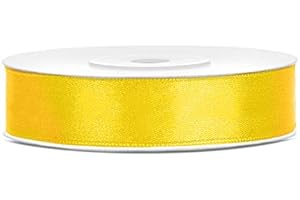 DaLoKu Satinband 6/12/25/38/50/100mm x 25m Geschenkband Schleifenband, Größe: 12mm x 25m, Farbe: Gelb