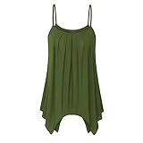 Yvelands Damen Weste ärmelloses Unterhemd Camisoles T-Shirts Casual unregelmäßiges Cami Tank Top(Armeegrün,M)