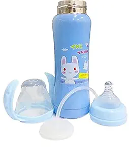 Chinmay Kids Stainless Steel Thermal Insulation Baby Feeding Bottle for Hot and Cold Milk | BPA Free | 180 ml (Blue)