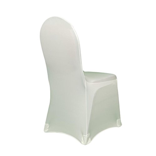Homdox 100 Stücke Universal Stuhlhusse Elasthan Stretchhusse Stuhlbezug Stuhlüberzug Stuhl Husse f. Hochzeit Partys Bankett Dekoration Weiß - 4