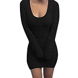 iHENGH Neujahrs Karnevalsaktion Damen Herbst Winter Bequem Lässig Mode Frauen Solid Bodycon Jumper Damen Sexy O Neck Kleider Langarm Pullover Kleid