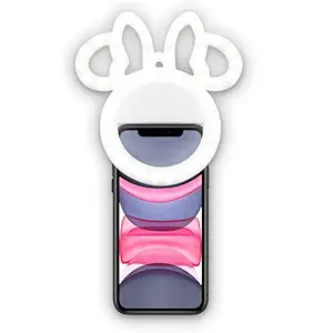 Disney iJoy Minnie Mouse Clip On Selfie Ring Light for Phone- Rechargeable LED Ring Light for iPhone and other devices- Small Ring Light Clip On Selfie Light- 3 Light Settings Disney Selfie Light Ring