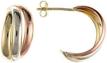 9ct Three Colour Gold Wedding Band Earrings