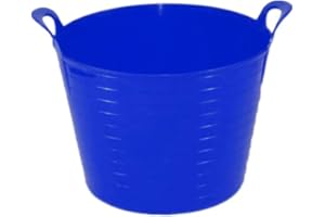 TENLITE Heavy Duty Plastic 50L Bin Dustbin/Small Mixing Tray 70cm x 70cm Sand Pool Pit Tray For Playing/ 14L Strong Plastic Multi-Purpose Storage Bucket Home Garden (Blue, 42L FLEXI TUB)