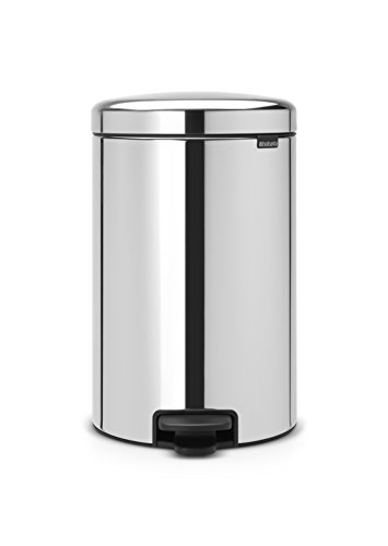Brabantia -114267 - Poubelle à Pédale NewIcon avec Seau Intérieur en Métal 20 L - Inox Brillant