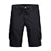 Produktbild Cargo Shorts Herren Chino Kurze Hose Sommer Bermuda Sport Jogging Training Stretch Shorts Fitness Vintage Regular Fit Sweatpants Baumwolle Qmber Lässige Shorts mit Mehreren Taschen(Black,28)
