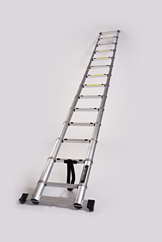 WORHAN® 4.4M TELESKOPLEITER MIT ALUMINIUMRINGEN ALULEITER ANLEGELEITER ALU TELESKOP LEITER MULTIFUNKTIONS LEITER MIT STABILISIERUNG 1AK4.4 (..4.4m) - 4
