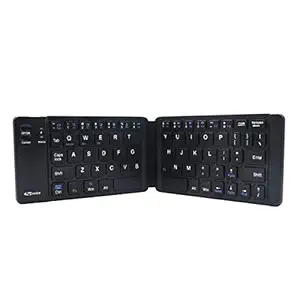 Portronics Chicklet POR-973 Foldable QWERTY Keyboard, Mini Pocket Sized, Rechargeable, Bluetooth Wireless, One Touch Connect Button, for iOS, Android and Windows Tabs, Smartphones, Black