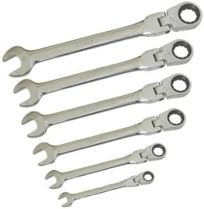 Combination Spanners Ratchet with Joint Posable Keys/Set of 6 in Aluminium Case