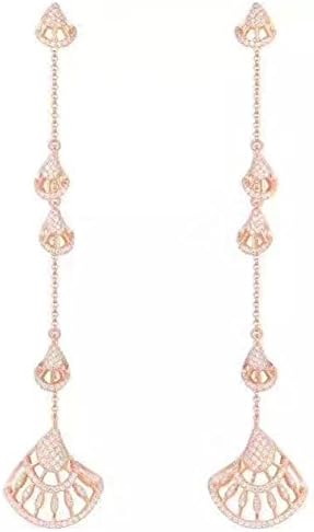 XG S925 sterling silver micro - setting allergy AAA zircon pearl fashion line rose gold earrings