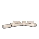 Top Zustand Koinor Designer Leder Sofa Garnitur Creme 1x Ecksofa 1x Hocker Couch #9672