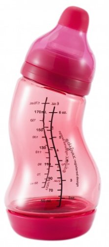 DIFRAX StandardS-Baby Bottle - NARROW - Anti Colic - Select Size & Colour (240ml, Red)