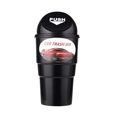 Mitef Technology Co ltd Boîte de Poubelle de Voiture Portable Mini Plastique, Bac de Voiture pour Voyage, Noir, H20cm x W10cm