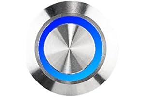 ‎HUBER HUBER LED Klingeltaster aus Edelstahl - Türklingelknopf - Haustürklingel aus Edelstahl - Klingelschalter, Klingel, Lichtfarbe Blau, IP65, rund