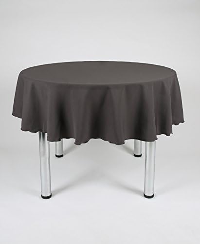 Dark Grey Large Round Lightweight Fabric Tablecloth 90" Diameter (229cm) With 2 Side Joins (Polyester, not cotton)