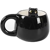 I-TOTAL&reg; Ceramic Mug with Animals on the Rim, Tea/Coffee Mug (BLACK CAT) 450ml