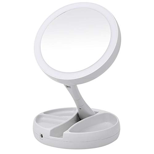 Preisvergleich Produktbild Lodenlli Tragbare LED beleuchtete Schminkspiegel Vanity Compact Schmink Taschenspiegel Kosmetik Kosmetikspiegel 10X Vergrößerungsgläser