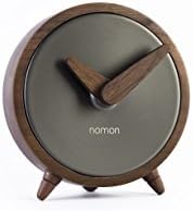NOMON - Atomo Table Graphite. Luxury Designer Mantel Clock. Walnut Wood. Graphite finish steel. Small, elegant, chic table clock. Night table, bedroom, living room, kitchen, office, desk. Designer Timepiece. Non Ticking. German Mechanism. - WALNUT, GRAPHITE.