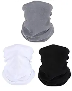 XECTUS 3 Pack Neck Gaiter Face Scarf Mask, Summer Face Cover Scarf Bandana Dust Sun UV Protection Breathable Lightweight Cool for Fishing Hiking Running Cycling (White Grey Black)