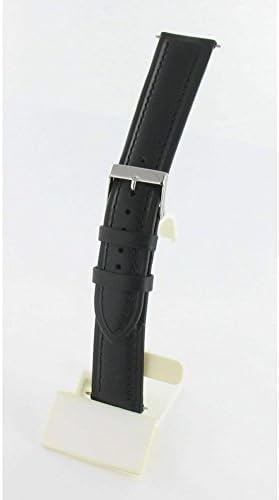 Classic 22 mm Black Calfskin Leather Watch Band Strap – noir-01, 22 mm