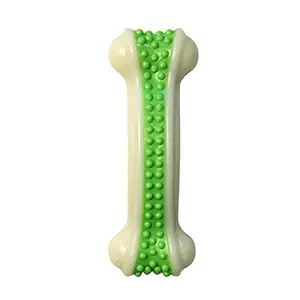 Pet Needs Nylon Edible Durable Puppy Indestructible Molar Teeth Cleaning Stick for Chewers Dental Teething Chew Toy Tough Dog Bone Treat for Small Dog/Puppy-13cms -Green (Medium)