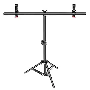 Yugam Photography T-Shaped Background Stand Adjustable Support Photo Studio for Backdrops Green Screen (Mini T-Stand & 2Clip)