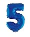 Produktbild Folienballon Zahl "5" am Stab 41 cm, blau , Helium geeignet