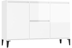 vidaXL Credenza Bianco Lucido 104x35x70 cm in Legno Multistrato