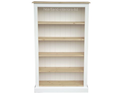 White Painted Bookcase, 5ft x 3ft Solid Wood Adjustable Storage Display Shelving Unit, Bookshelves. No flat packs, No assembly (BK225-P)