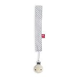 La Fraise Rouge 4251005601433 Schnullerband inklusiv Schnullerclip, Gustave, hellgrau mit weißen Punkten