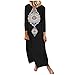 Produktbild Fenverk Damen Sommerkleid Tshirt Kleid Rundhals Kurzarm Kleider BeiläUfige Lose Langarm Maxi LäSsige Retro Sleeveless O Ansatz Langes(A Schwarz,M)