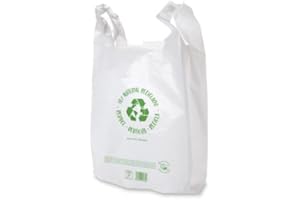 YOFADCI meridy Bolsas de Plástico Tipo Camiseta Resistentes, Reutilizables y Recicladas Tamaño 70% Recicladas Cumple Normativa Aptas Uso Alimentario 100 ud. (Blanco, 42 x 53 cm)
