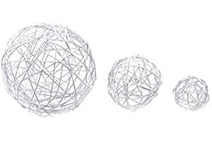 EUROSAND Drahtbälle Set 10-tlg. weiß (Klarsichtbox 1000 ml), Drahtkugeln weiß, Tischdeko, Deko für Hochzeit, Tischdekoration, Tischdeko