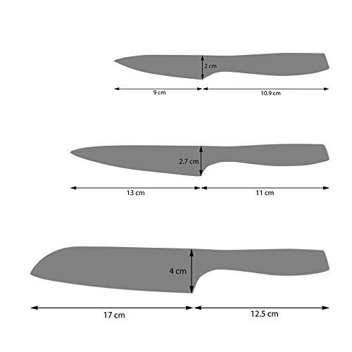 ProCook Professional X50 Messerset, 3-teilig, Gemüsemesser, Universalmesser und Santoku - 6