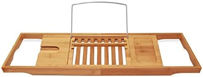 Medylove Banboo Bath Shelf Bathtub Caddy With Extending Sides And Adjustable Book Holder