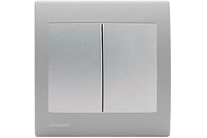 SIEMENS Va et Vient + Poussoir Silver Delta Iris + Plaque basic Silver