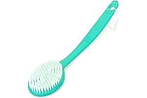 DecorRack Bath Brush with Bristles, Long Handle for Exfoliating and Massage Back, Body and Feet, Bath and Shower Scrubber, Loofah Sponge, Foot Scrub, Skin Care, Green (1 Pack)
