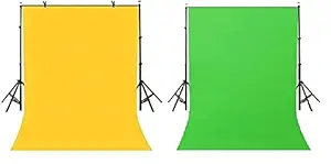 Maccraft Combo of 2 Photography Background Cloth Backdrop Curtain Cloth for Photoshoot Video Making YouTube Channel Green, Blue, Grey, Black, Pink, Red, Yellow Color Pack of 2 (Green and Yellow)