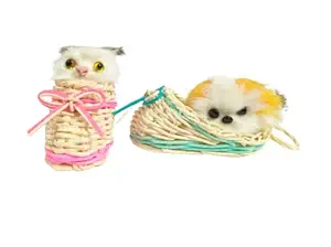 Pet Believe 1pc Mini Lovely Simulation Sounding Shoe Kittens Cats Plush Toy Sleeping Cats Toy Kids Appease Doll Birthday Gift Doll (Pack of 2)