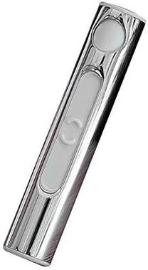 CHXDHJ Hot Metal Shell Portable Electronic USB Lighter Rechargeable Flameless Windproof Cigarette Lighter , silver
