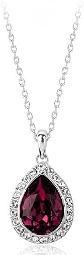 18ct White Gold Finish Pendant with Swarovski Amethyst Crystals on 45cm Chain