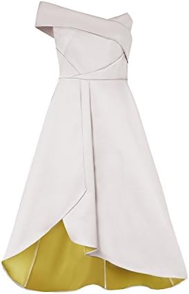 Outline Asymmetric Cold-Shouldered Satin Victoria Dress