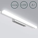 【BELEUCHTUNGSGESICHT MIT OPTIMALEN UND EINHEITLICHEN LICHTERN】 Hat sie die alte spiegelleuchte 12W mit ungleichmäßigem licht gestört, während sie sich den bart rasierten? Die JSLHT spiegelleuchte können diese anforderungen erfüllen. Die leistung beträgt 12 Watt, stark genug, aber vor dem spiegel gleichmäßig und angenehm, da die LEDs mit einem Acryl material 304 edelstahl bedeckt sind und die lichter sich auf dem spiegel gut lösen können, stören die augen nicht.Gute JSLHT spiegelleuchte gibt Ihne