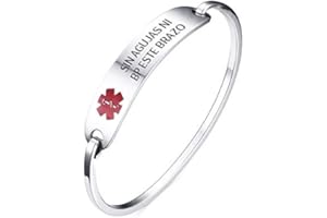 VNOX Pulsera de identificación médica personalizada, pulsera de alerta médica de acero inoxidable, pulsera médica de grabado gratis para hombres y mujeres