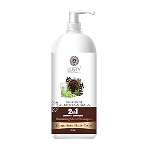 LUSTY A BEAUTY SENSE Complete Hair Care WITH SHIKAKAI,AREETHA & AMLA 2 in 1 Shampoo + Conditioner ( 1 Liter ) Men & Women